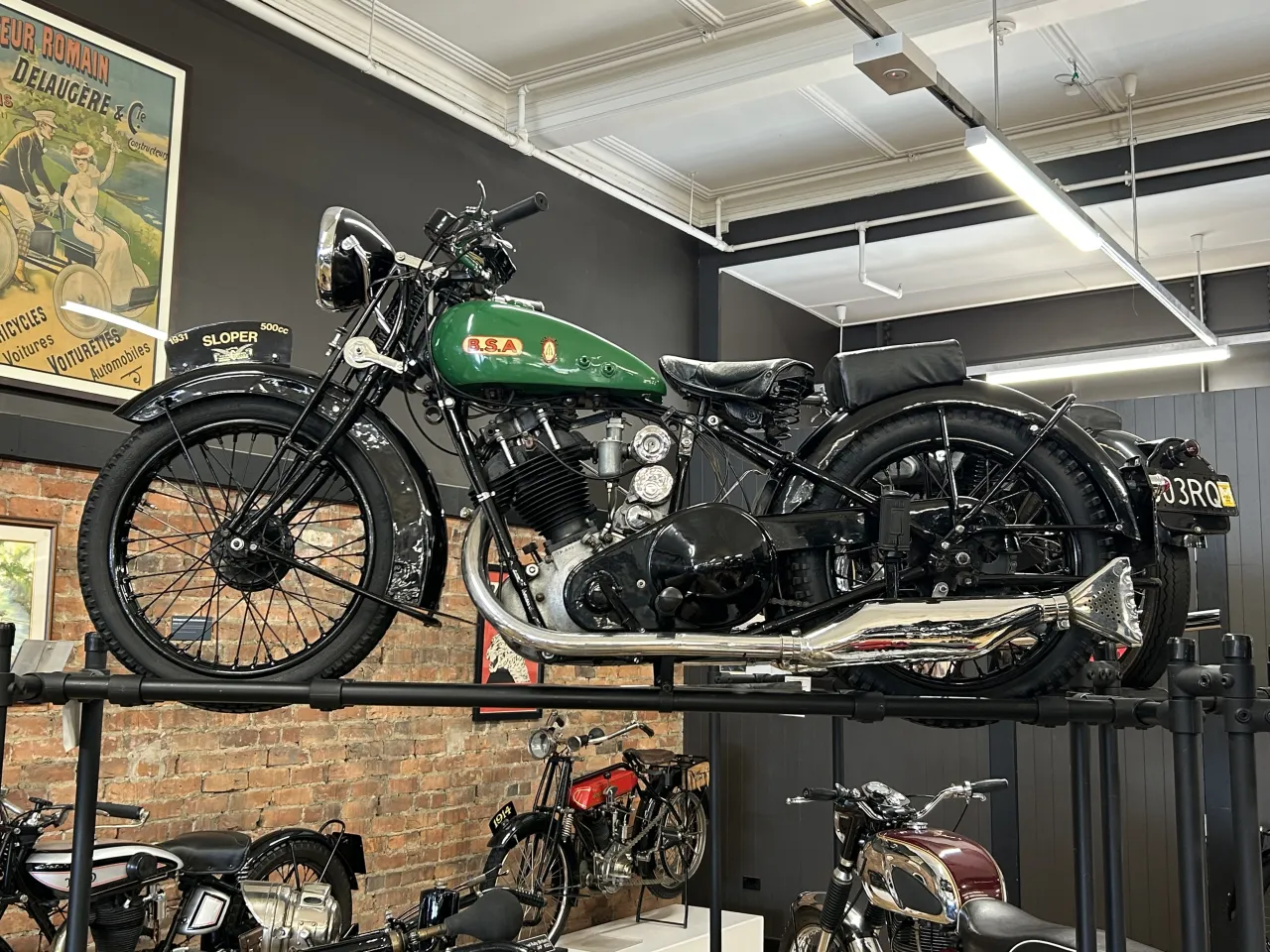 1931 BSA Sloper displayed in a motorcycle museum