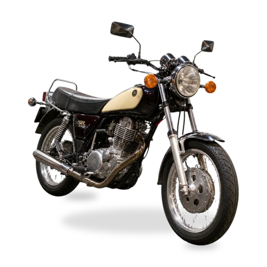 Yamaha SR500 classic single-cylinder motorcycle side profile