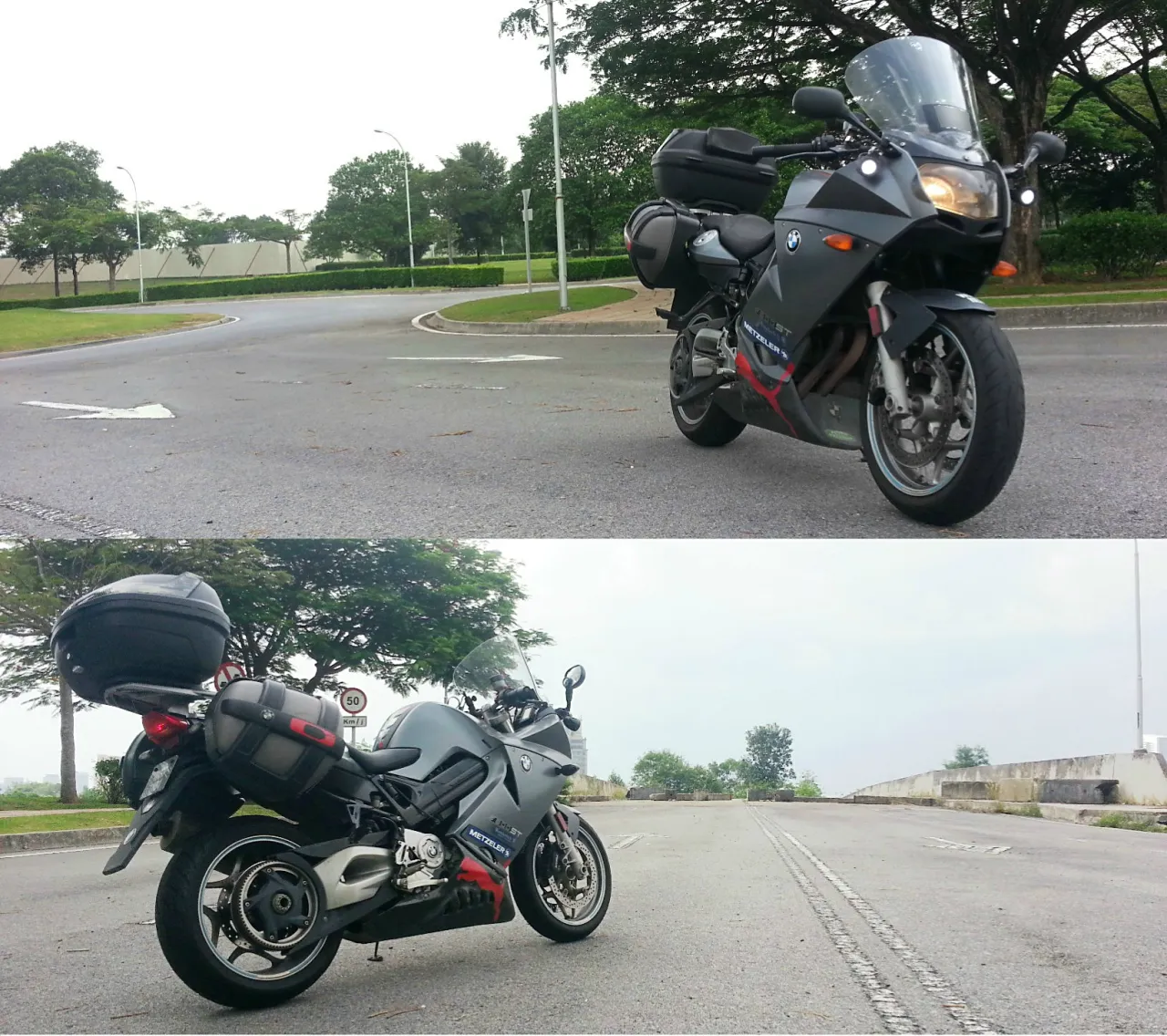 BMW F800ST met koffers uitgerust