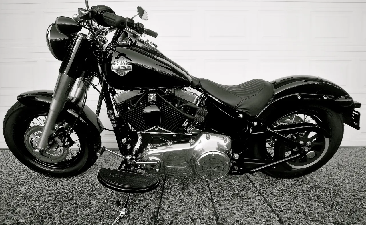 Harley-Davidson Softail Slim FLS bobber-style cruiser side view
