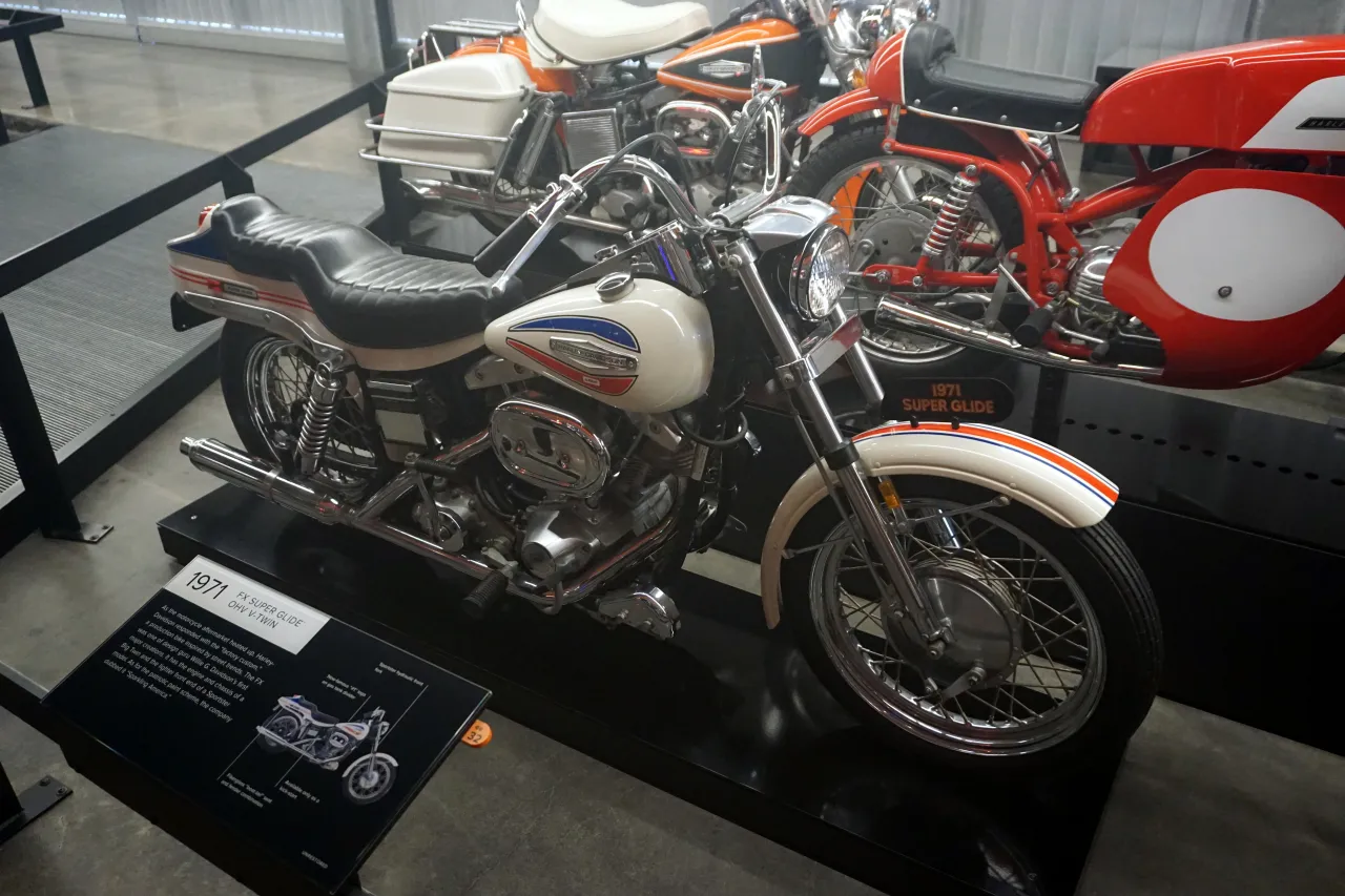 1971 Harley-Davidson FX Super Glide at museum, the first factory custom