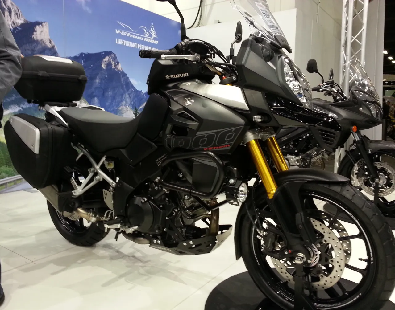 Suzuki V-Strom 1000 adventure tourer in side view