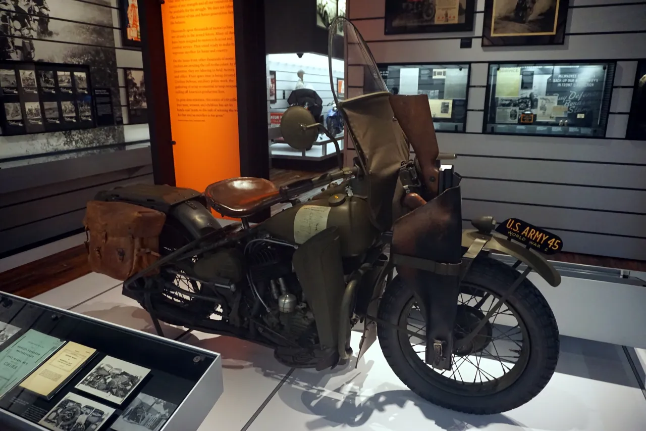 1942 Harley-Davidson WLA military motorcycle at museum