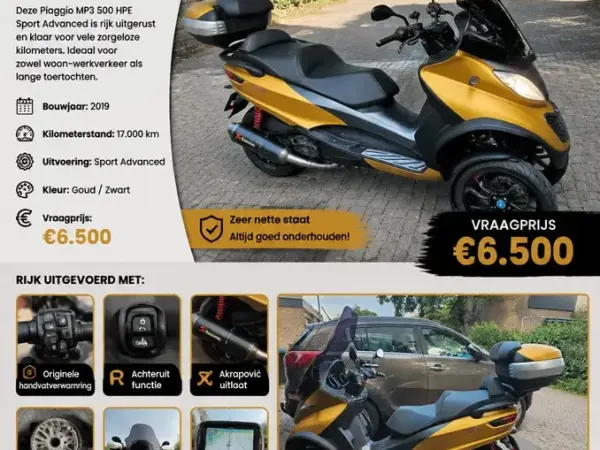2019 Piaggio MP3 500 - €6,450 (1/1)